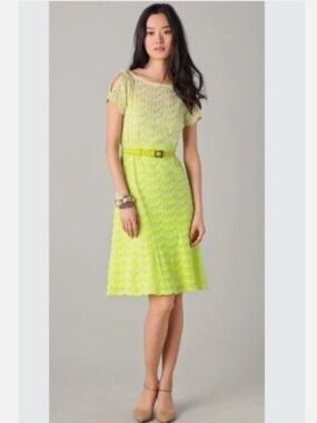 Nanette Lepore Homecoming Lace Dress in Citron Size 4